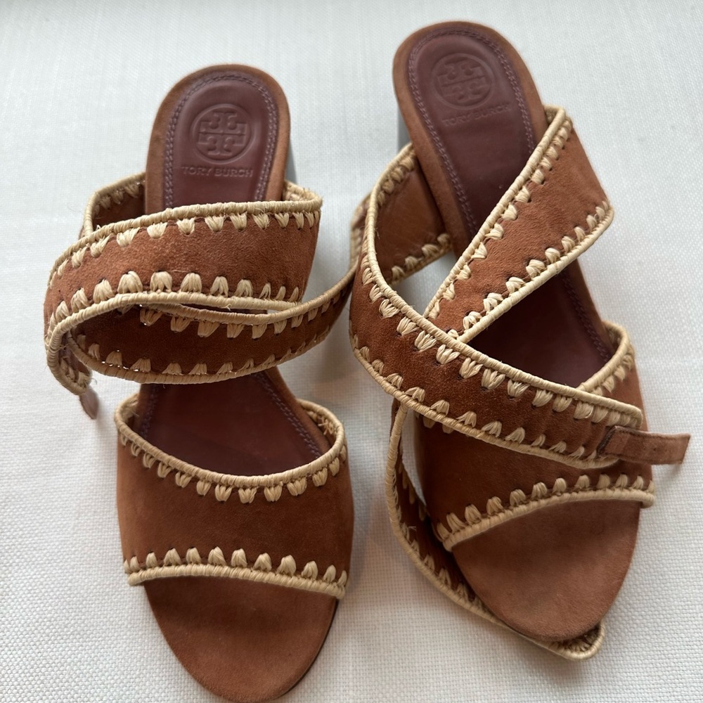 Tory Burch Brown Sandals with Cream Accents